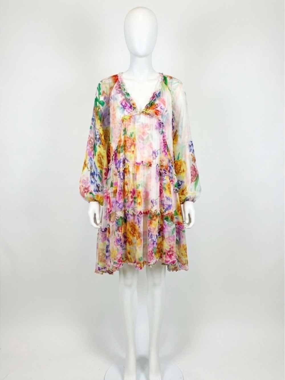 Johnny Was Fiona Silk Mini Dress • Multi Floral • XS • Retail $445